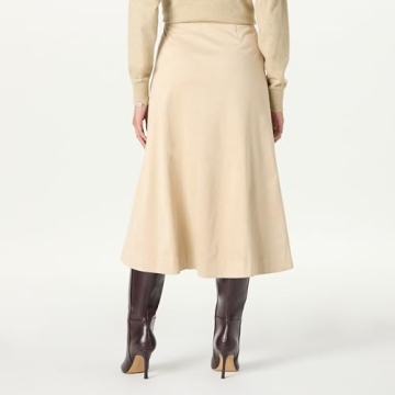 The Drop Women’s Cecily Faux Suede Full Long Midi Skirt, Hummus, S