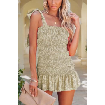 Chouyatou Floral Summer Mini Dress for Women