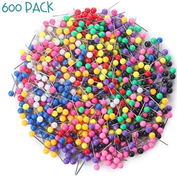 Mr. Pen- Map Pins for Cork Board, 600 Pack, 10 Colors, Straight Pins with Colored Heads, Map Push Pins for Travel Map, Map Pins Multi Colored