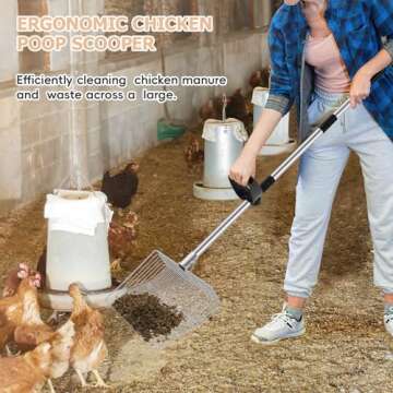 15-inch Large Chicken Poop Scooper with Ergonomic Grip, 4 in 1 Adjustable Chicken Coop Litter Scoop ...