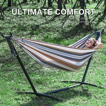PNAEUT Double Hammock with Space Saving Steel Stand - 2 Person