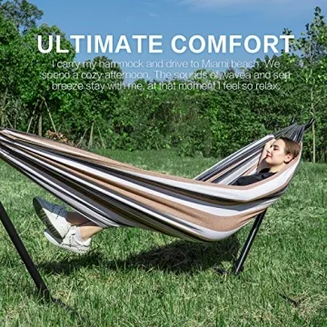 PNAEUT Double Hammock with Space Saving Steel Stand - 2 Person
