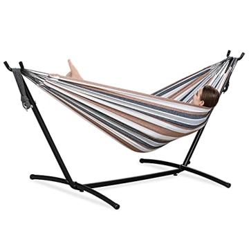 PNAEUT Double Hammock with Space Saving Steel Stand - 2 Person
