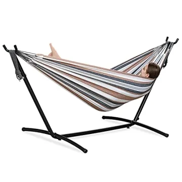 PNAEUT Double Hammock with Space Saving Steel Stand - 2 Person