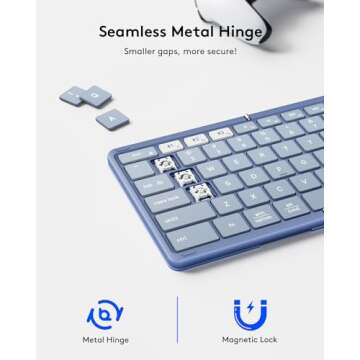 Portable Samsers Foldable Bluetooth Keyboard with Touchpad