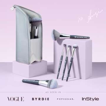 BK BEAUTY BRUSHES - ANGIE HOT & FLASHY Travel Brush Set with Pouch - Foundation Makeup Brushes - Bru...