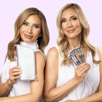 BK BEAUTY BRUSHES - ANGIE HOT & FLASHY Travel Brush Set with Pouch - Foundation Makeup Brushes - Brush for Liquid or Cream Foundations - Under-Eye Concealer | Bronzer, Blush & Highlighter Makeup Brush