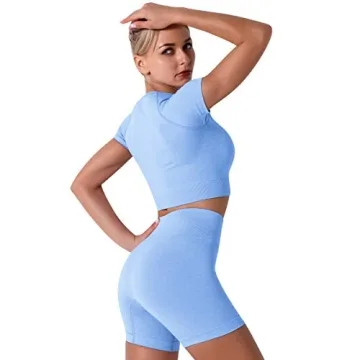 Women's Seamless Yoga Outfits with Crop Top & Shorts