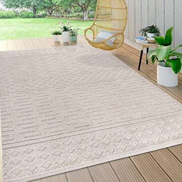 JONATHAN Y SBH100A-8 Xlendi High-Low Pile Moroccan Geometric Indoor Outdoor Area-Rug Bohemian Contemporary Easy-Cleaning High Traffic Bedroom Kitchen Backyard Patio Porch Non Shedding, 8 X 10, Beige