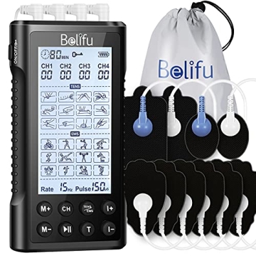 Belifu 4 Independent Channel TENS EMS Unit for Effective Pain Relief and Muscle Recovery