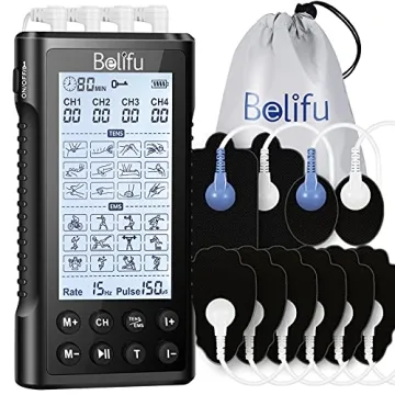 Belifu 4 Independent Channel TENS EMS Unit for Effective Pain Relief and Muscle Recovery