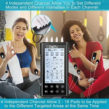 Belifu 4 Channel TENS EMS Unit for Pain Relief and Exercise
