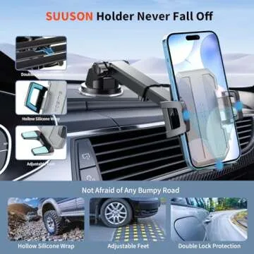 SUUSON 3-in-1 Car Phone Holder Mount for All Phones