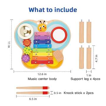 TOOKYLAND Toddler Toy Musical Instruments,Baby Montessori Toys for 3 Year Old,Includes Xylophone,Dru...