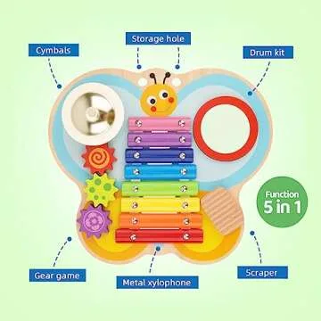 TOOKYLAND Toddler Toy Musical Instruments,Baby Montessori Toys for 3 Year Old,Includes Xylophone,Drum,Cymbal, Gifts for 3 Year Old Girl