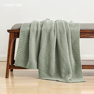 CozeCube Sage Throw Blanket - Cozy Knit Home Accents