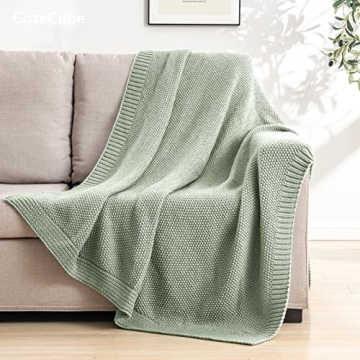 CozeCube Sage Throw Blanket - Cozy Knit Home Accents