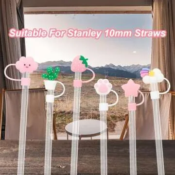Straw Cover for Stanley Cup, 6Pcs Silicone Straw Topper Compatible with Stanley 30&40 Oz Tumbler, Stanley Cups Accessories