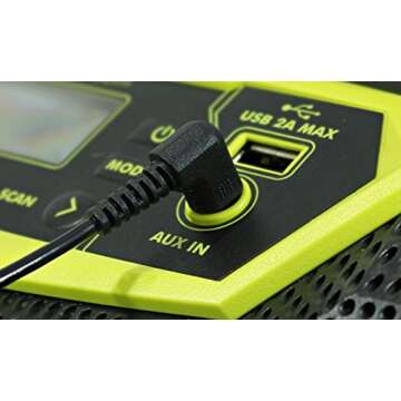 Ryobi P746 One+ 18-Volt Lithium Ion / AC Dual-Powered AM/FM Stereo System with USB and Bluetooth Technology (Battery, Charger, and Extension Cord Not Included / Radio Only)