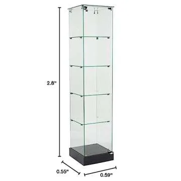 Elegant Glass Tower Display with Locking Door and Wheels