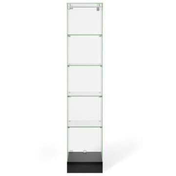 Elegant Glass Tower Display with Locking Door and Wheels