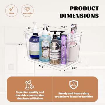 Joymeezo 6pcs Clear Plastic Storage Bins – Large Pantry Organizers(11"x8"x6") & Storage Containers...