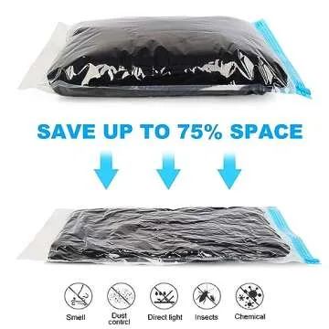 Compression Bags for Travel - Travel Essentials - 12 Pack Space Saver Bags - No Vacuum or Pump Neede...