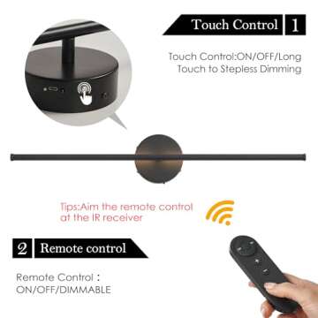 KARTOOSH Battery Operated Wall Sconces with Remote Control, Dimmable Wall Sconces Set of Two, 350°Rotate, 3000K LED Black Wireless Wall Light for Living Room, Bedroom,Hallway, 28.3 Inch (2 Pack)