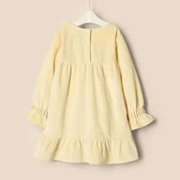 Amazon Essentials x Sofia Grainge Toddler Girls' Longsleeve Corduroy Dress, Butter Yellow, 2T