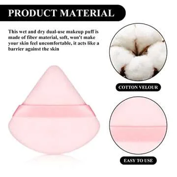 Maitys 12 Pieces Powder Puff Triangle Face Makeup Cosmetic for Loose Powder Soft Body Washable Reusable Foundation Sponge Mineral Wet Dry Makeup Tool(Black, White, Pink, Small)