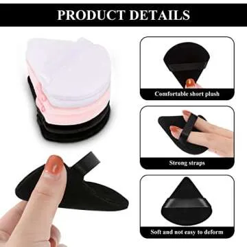 Maitys 12 Pieces Powder Puff Triangle Face Makeup Cosmetic for Loose Powder Soft Body Washable Reusable Foundation Sponge Mineral Wet Dry Makeup Tool(Black, White, Pink, Small)