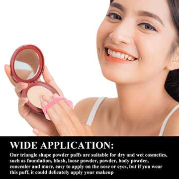 Maitys 12 Pieces Powder Puff Triangle Face Makeup Cosmetic for Loose Powder Soft Body Washable Reusable Foundation Sponge Mineral Wet Dry Makeup Tool(Black, White, Pink, Small)