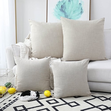 Kevin Textile Throw Pillow Covers Textural Faux Linen Decor Farmhouse Neutral Cushion Cases for Livi...