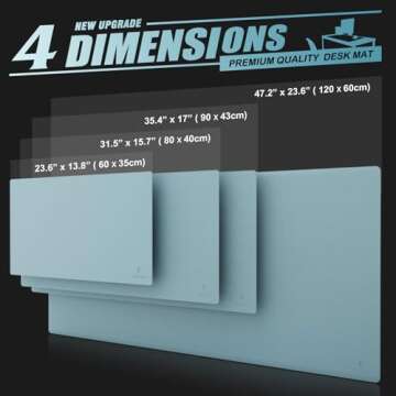 K KNODEL Small Desk Mat, Office Desk Pad, Computer Desk Mat, Laptop Mat for Desk, Desk Protecor Mat, Desktop Mat, Desk Writing Pad, Desk Blotter Pad, Desk Cover Mat (23.6"x13.8", Light Blue)