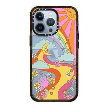 CASETiFY Impact Case for iPhone 13 Pro - Flower Power Retro - Clear Black