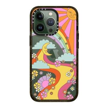 CASETiFY Impact Case for iPhone 13 Pro - Flower Power Retro - Clear Black