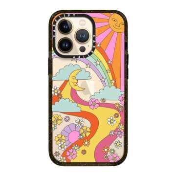 CASETiFY Impact Case for iPhone 13 Pro - Flower Power Retro - Clear Black