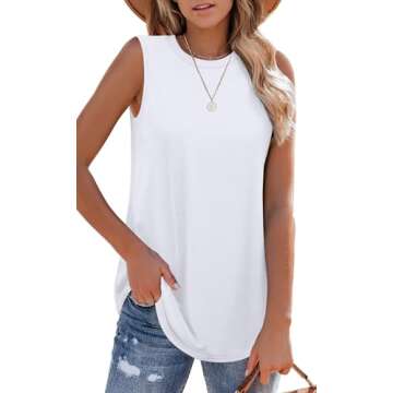 OFEEFAN Womens Tank Tops Loose Fit White Tank Top Woman Dressy Tunic Tops for Women Loose Fit Dressy...