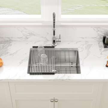Premium Sarlai 23 inch Undermount Stainless Steel Kitchen Sink - Elegant & Durable