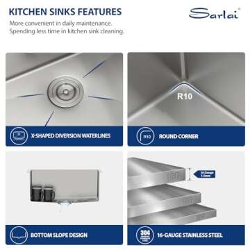 Sarlai 23" Undermount Stainless Steel Kitchen Sink