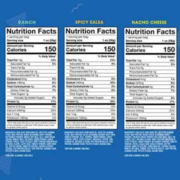 Hilo Life, Low Carb Keto Friendly Tortilla Chip Snack Bags Nacho Cheese Ranch Spicy Salsa, Variety Pack, 12 Count