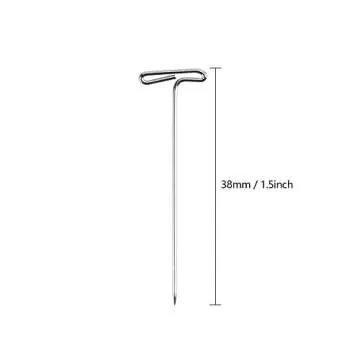 Jucoan 600 Pieces Steel T Pins for Blocking Knitting, Modelling, Wig Making and Crafts, 1.5 Inch, Nickel Plated in Plastic Box