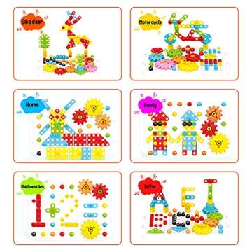 STEM Learning Toys, 2D 3D Building Toy 66 Patterns, Creative Electric DIY Drill Puzzle, Educational Construction Engineering Kids Tool Set, Preschool Toys Gift for Boys and Girls Ages 4-8, 8-12