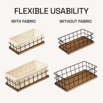 BAOBAB WORKSHOP Wooden Bathroom Baskets for Chic Storage