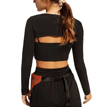 Verdusa Women's Long Sleeve Open Front Bolero Shrug Crop Top Cardigan Black S