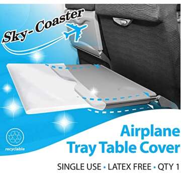 Disposable Airplane Tray Table Cover - Pack of 6 | Premium Medical Grade Material | Individually Packaged | Must Have Travel Essentials for Kids, Toddlers, and Adults