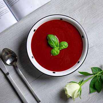 City to Cottage Handmade White And Black Pottery Polka Dot Glazed 7.3inch/18.5cm, 14oz/400ml Salad, Pasta, Fruit, Cereal, Soup Bowl | Unique Ceramic Dinnerware, Housewarming Gift