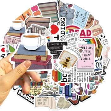 LXYRDHOQPW Bookish Stickers Pack 50Pcs Love Reading Stickers for Teens Adult and Reading Lovers Bookish Waterproof Vinyl Decals Laptop Book Water Bottle Phone Stickers