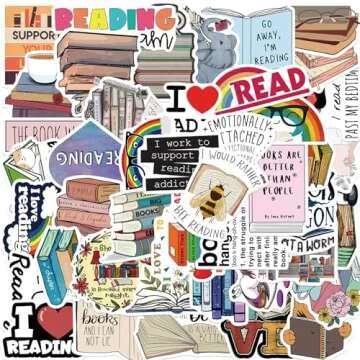 LXYRDHOQPW Bookish Stickers Pack 50Pcs Love Reading Stickers for Teens Adult and Reading Lovers Bookish Waterproof Vinyl Decals Laptop Book Water Bottle Phone Stickers