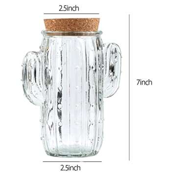 123Arts Glass Relief Cactus Candy Jar - Stylish Food Storage Container for Tea and Snacks